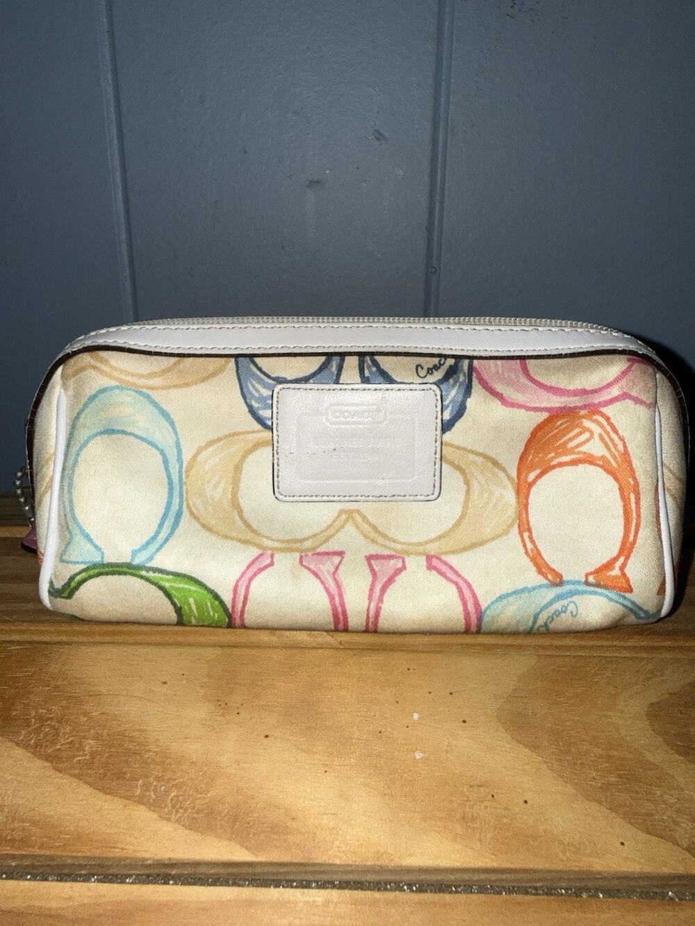 Vintage Y2K Coach Hamptons multi-color pastel scribble signature print case